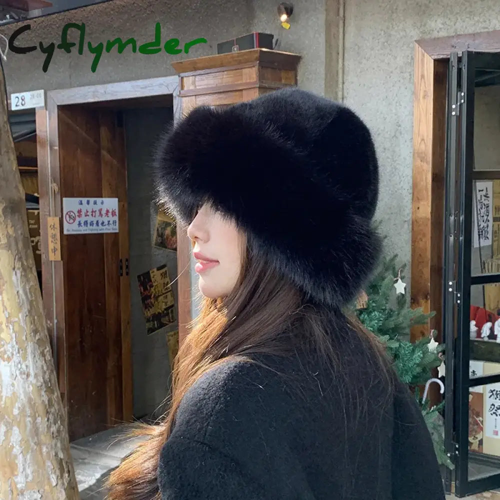 Cyflymder New Women’s Fashion Fur Cap Fur Hat Autumn And Winter Fur Hats Mongolian Hat Brimless Plush Fluffy Skiing