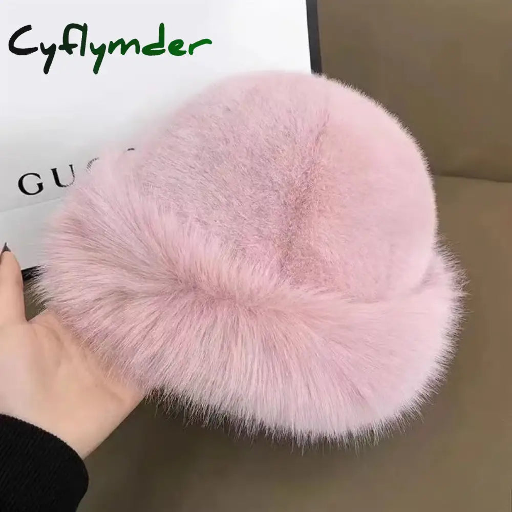 Cyflymder New Women’s Fashion Fur Cap Fur Hat Autumn And Winter Fur Hats Mongolian Hat Brimless Plush Fluffy Skiing