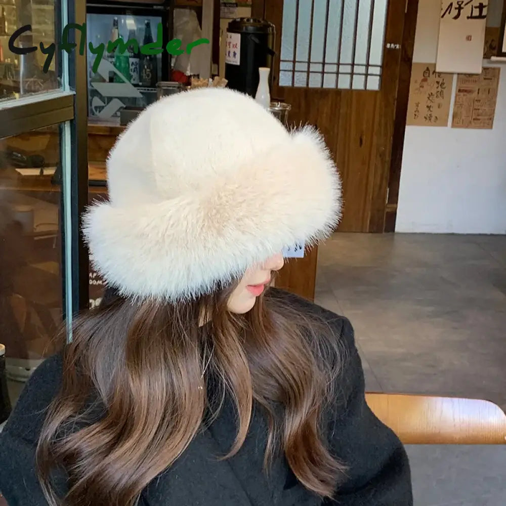 Cyflymder New Women’s Fashion Fur Cap Fur Hat Autumn And Winter Fur Hats Mongolian Hat Brimless Plush Fluffy Skiing