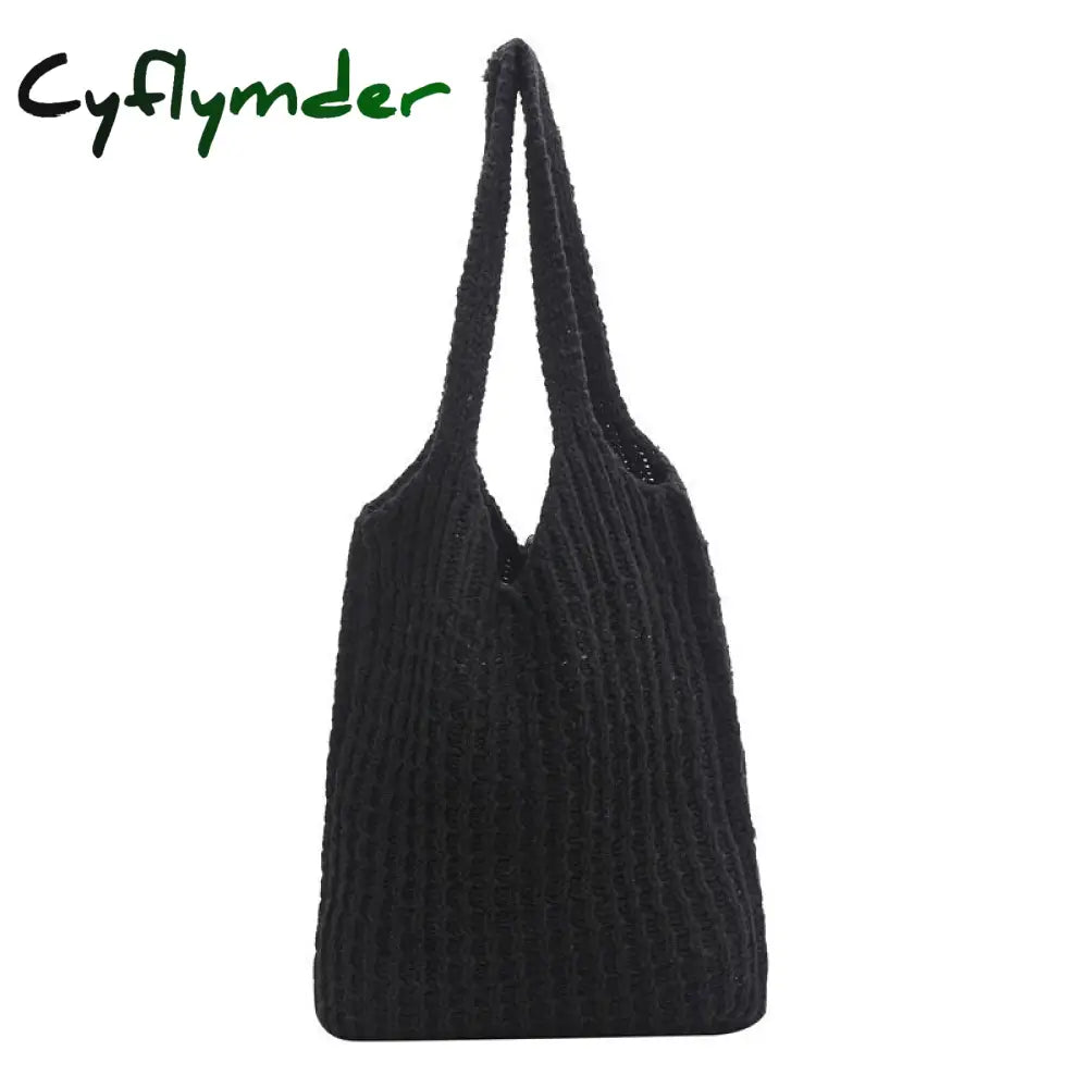 Cyflymder New Wool Knitted Shoulder Shopping Bag For Women Vintage Fashion Cotton Cloth Girls Tote