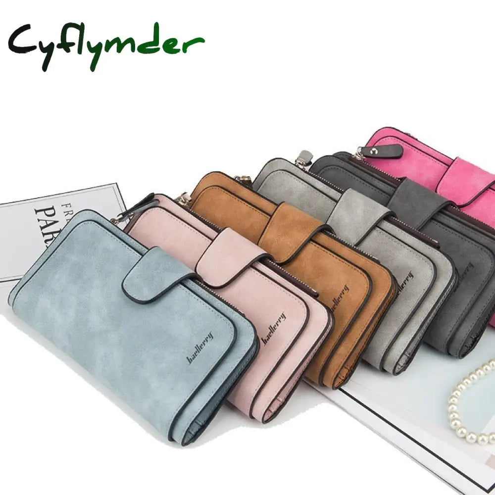 Cyflymder New Zipper Buckle Women Wallets Three Fold Multi-Card Wallet Frosted Two-Color Fabric