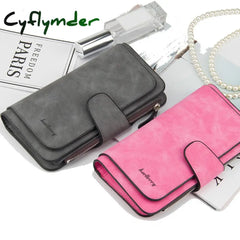 Cyflymder New Zipper Buckle Women Wallets Three Fold Multi-Card Wallet Frosted Two-Color Fabric