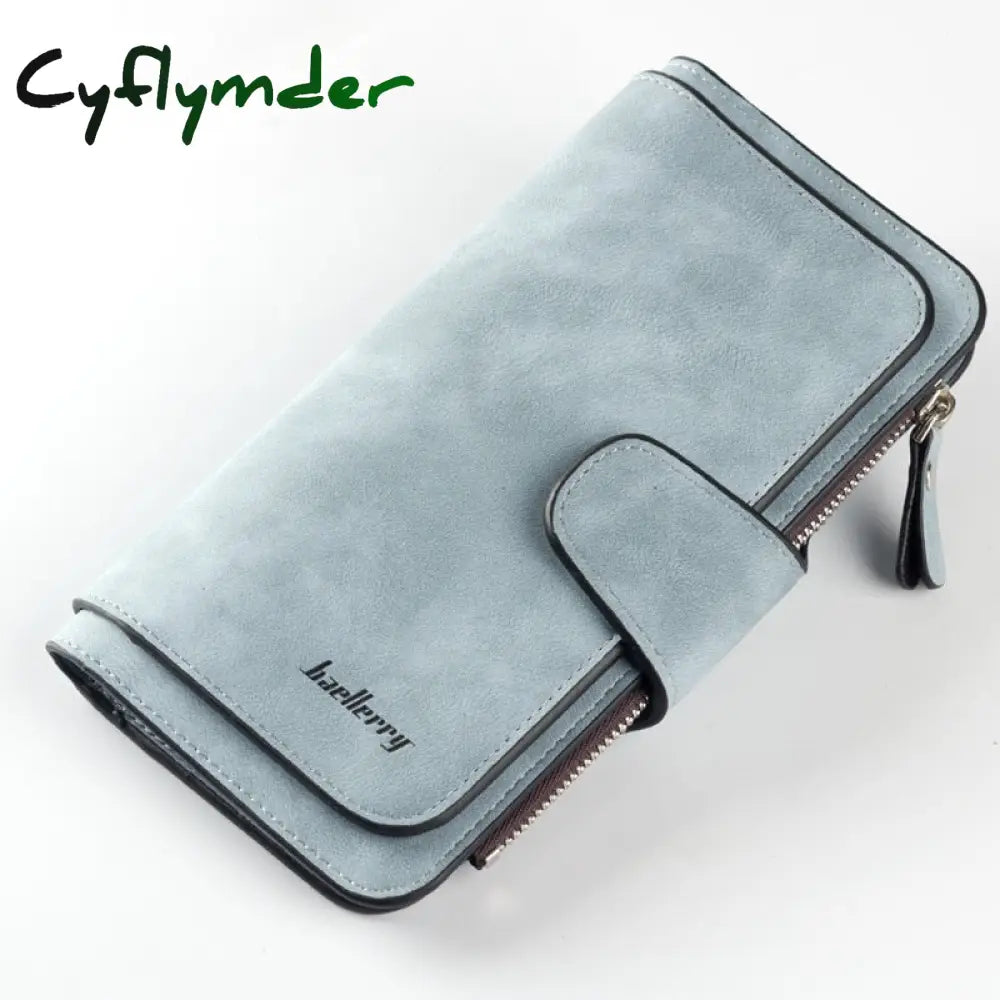 Cyflymder New Zipper Buckle Women Wallets Three Fold Multi-Card Wallet Frosted Two-Color Fabric