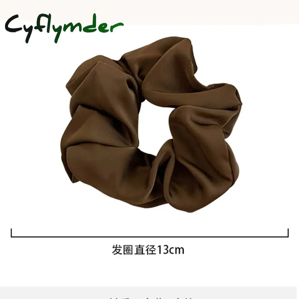 Cyflymder Newest Korean Woman Big Elegant Silk Elastics Hair Band Solid Color Scrunchies Ties