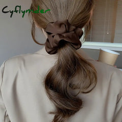 Cyflymder Newest Korean Woman Big Elegant Silk Elastics Hair Band Solid Color Scrunchies Ties