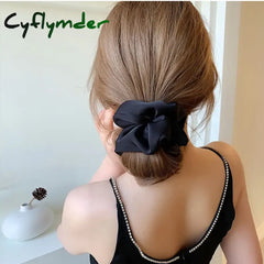 Cyflymder Newest Korean Woman Big Elegant Silk Elastics Hair Band Solid Color Scrunchies Ties