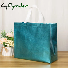 Cyflymder Non-Woven Fabric Shopping Bag Grocery Gradient Folding Eco Takeaway Waterproof Storage