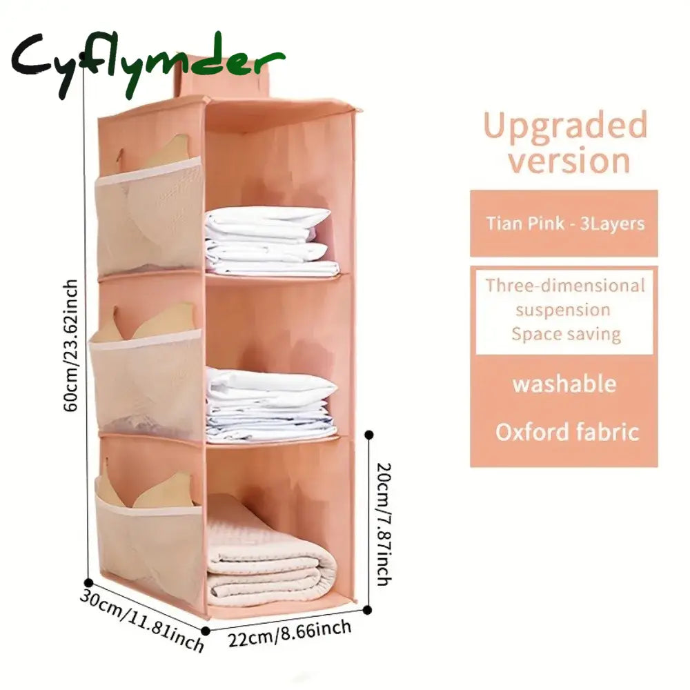 Cyflymder Non-Woven Washable Wardrobe Multi-Layer Folding Hanging Bra Storage Bag Underwear Socks