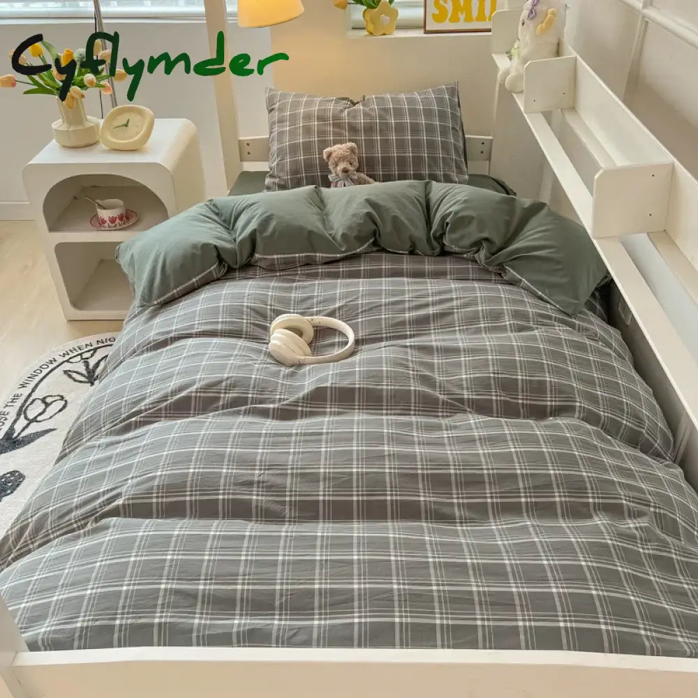 Cyflymder Nordic Wash Cotton Bedding Set Duvet Cover with Pillowcase Bed Sheet Set Comforter Cover Bed Linens Set