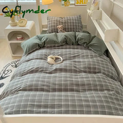 Cyflymder Nordic Wash Cotton Bedding Set Duvet Cover with Pillowcase Bed Sheet Set Comforter Cover Bed Linens Set