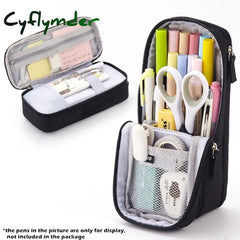 Cyflymder Normcore Pen Bag Pencil Case Two Layer Foldable Stand Fabric Phone Holder Storage Pouch