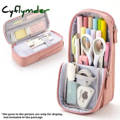 Cyflymder Normcore Pen Bag Pencil Case Two Layer Foldable Stand Fabric Phone Holder Storage Pouch