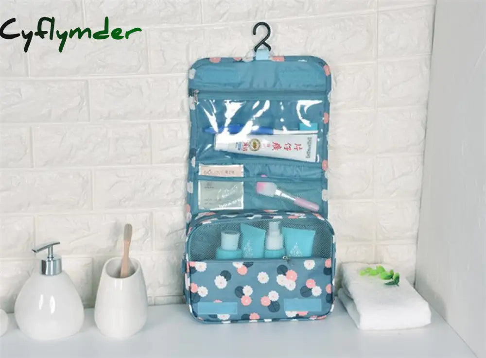 Cyflymder Nylon Travel Set Makeup Bag High Capacity Cosmetic Bags For Women Bathroom Toiletry Make