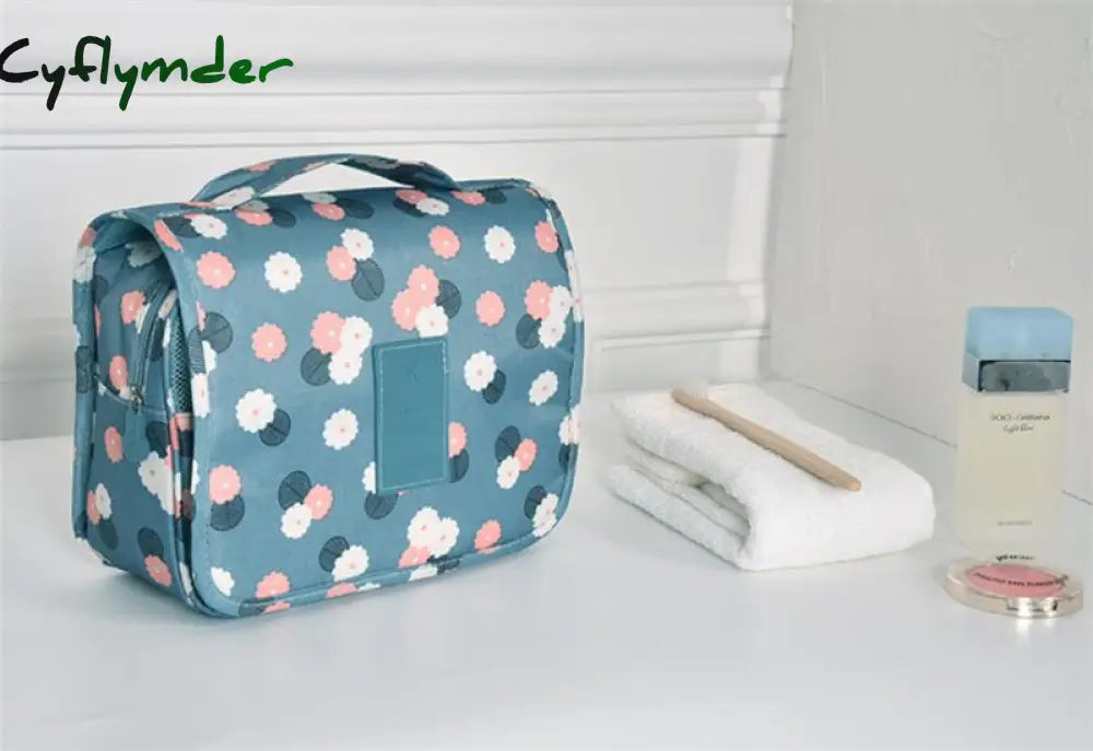 Cyflymder Nylon Travel Set Makeup Bag High Capacity Cosmetic Bags For Women Bathroom Toiletry Make