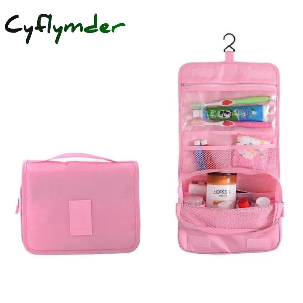 Cyflymder Nylon Travel Set Makeup Bag High Capacity Cosmetic Bags For Women Bathroom Toiletry Make