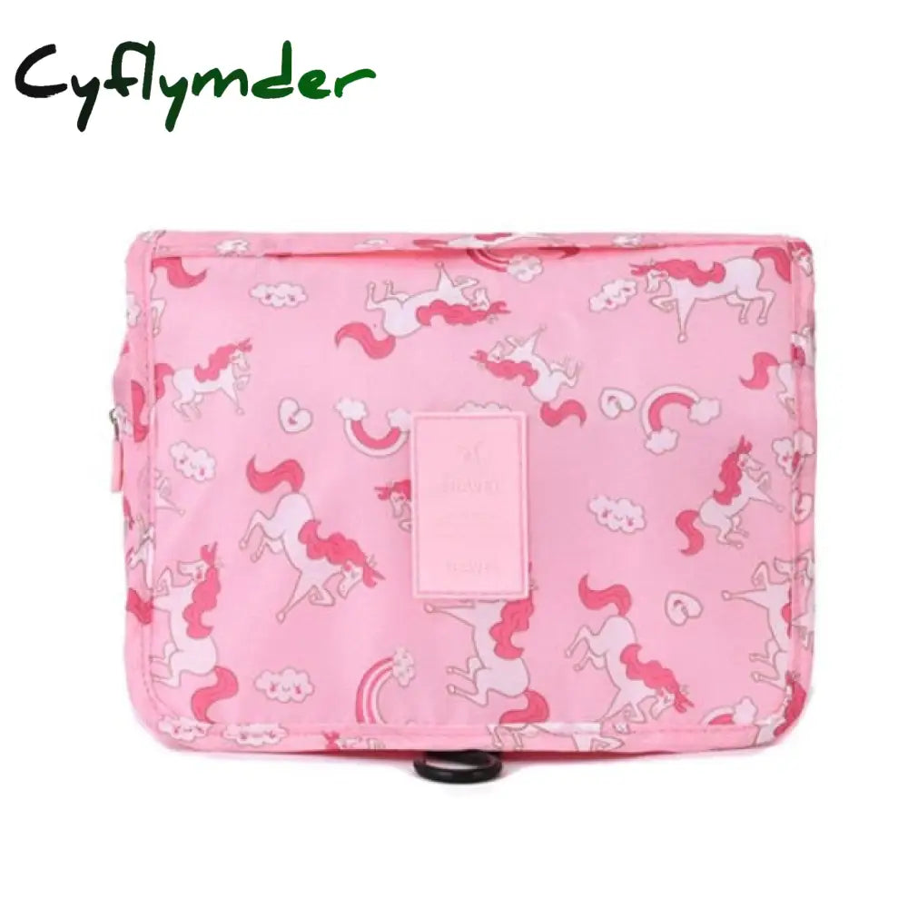 Cyflymder Nylon Travel Set Makeup Bag High Capacity Cosmetic Bags For Women Bathroom Toiletry Make