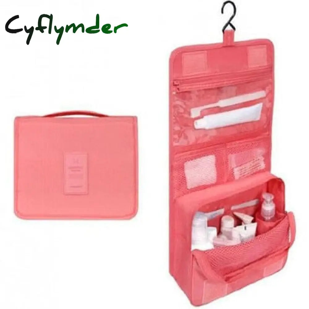 Cyflymder Nylon Travel Set Makeup Bag High Capacity Cosmetic Bags For Women Bathroom Toiletry Make