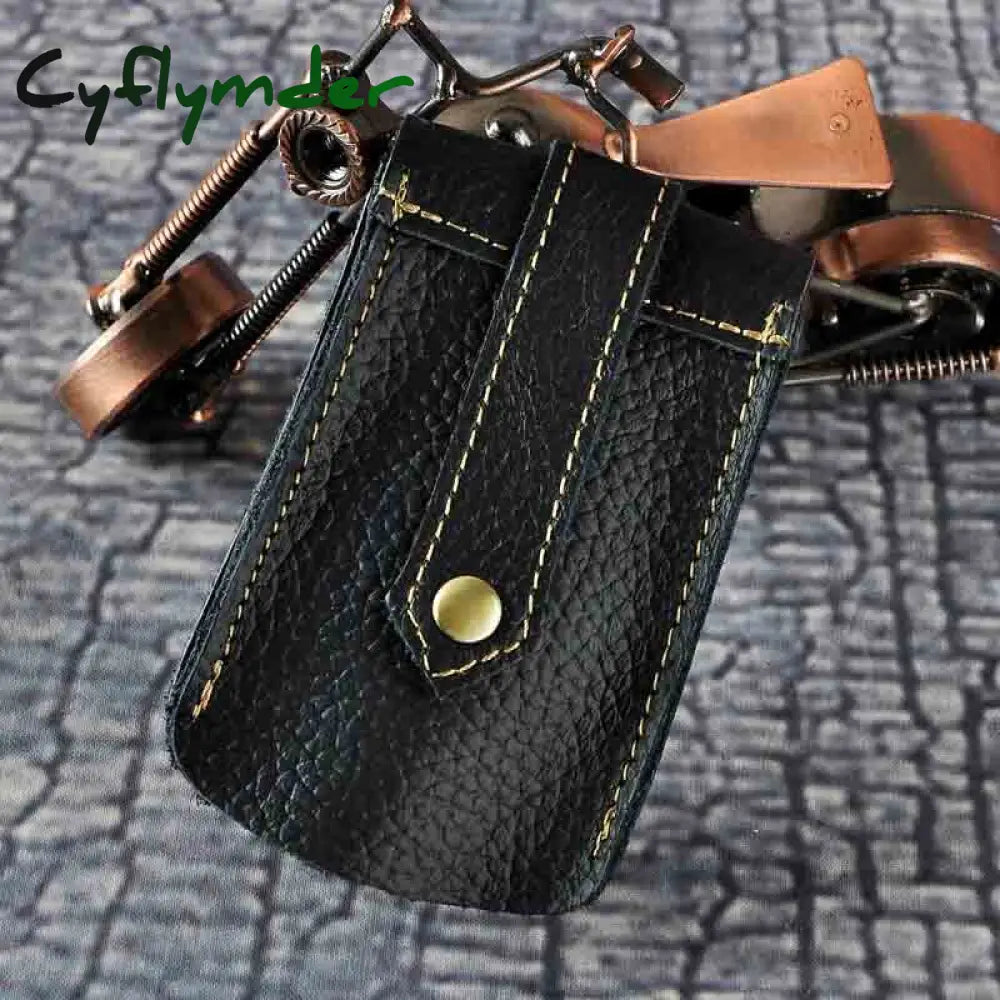 Cyflymder Original Genuine Leather Men Quality Fashion Car Remote Case Key Ring Holder Chain