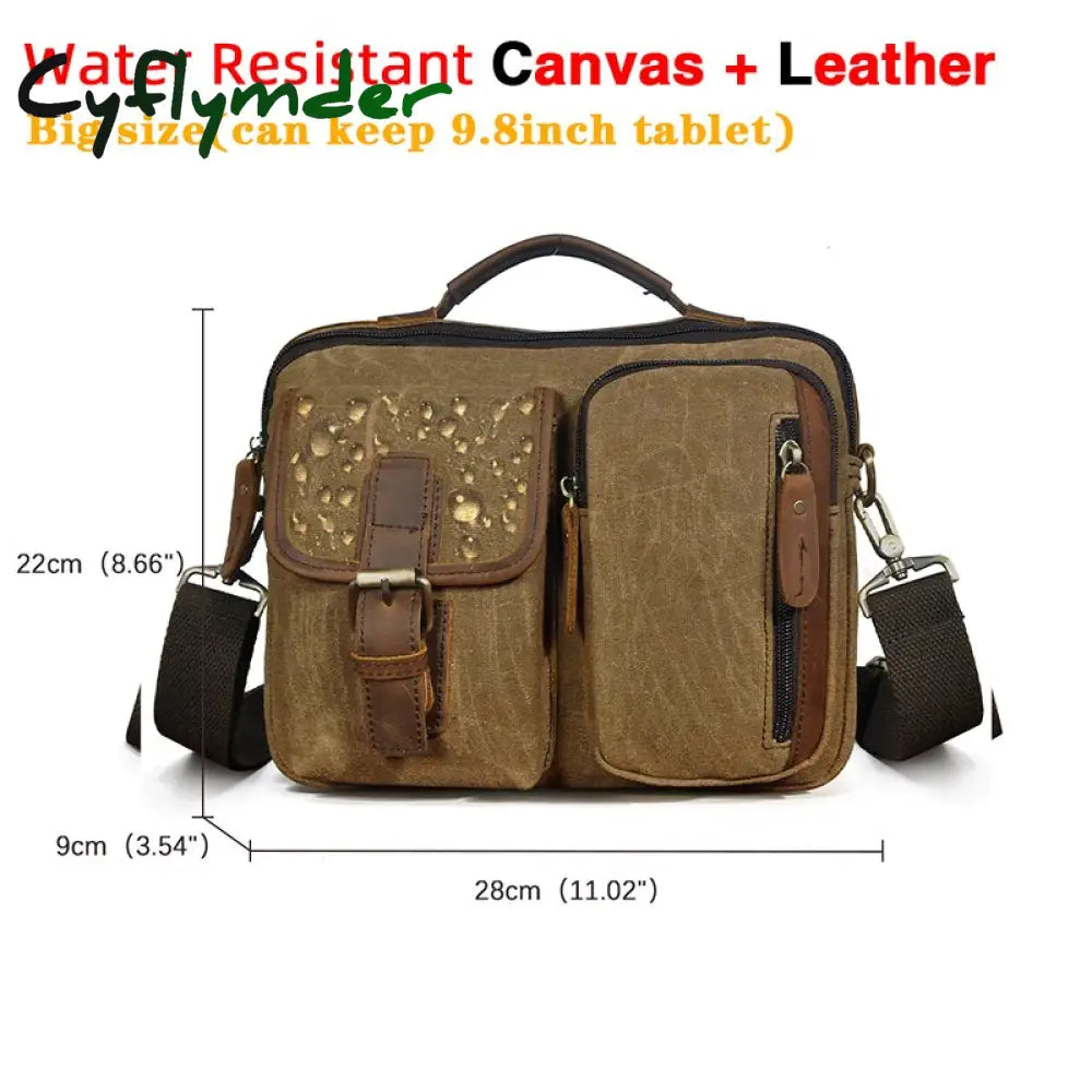 Cyflymder Original Leather Male Fashion Casual Design Satchel Crossbody Shoulder Messenger Bag Tote