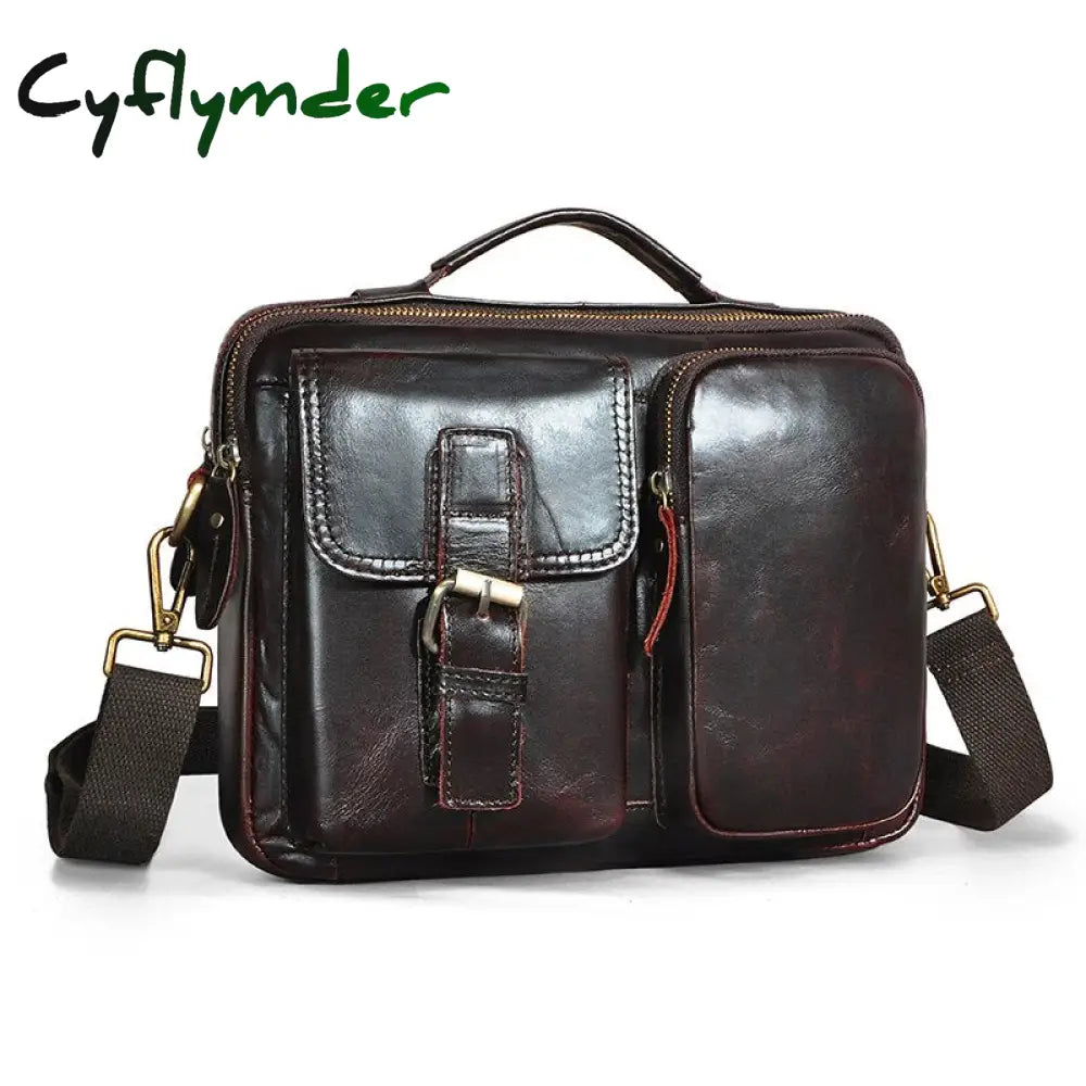 Cyflymder Original Leather Male Fashion Casual Design Satchel Crossbody Shoulder Messenger Bag Tote