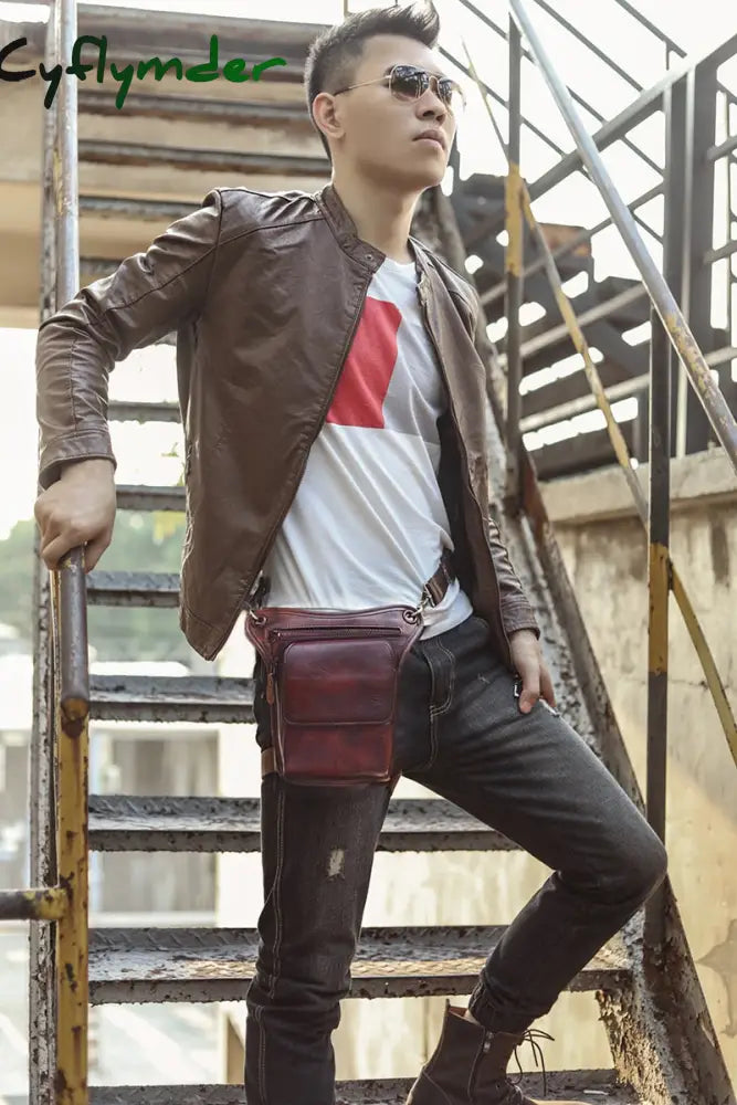 Cyflymder Original Leather Men Design Casual Messenger Shoulder Sling Bag Fashion Multifunction