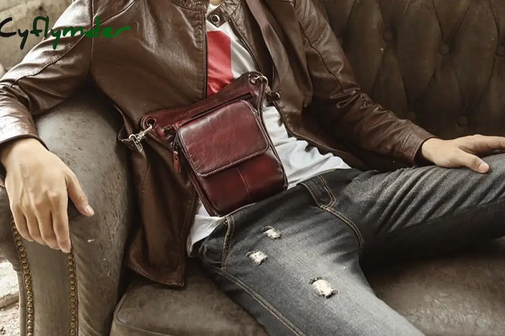 Cyflymder Original Leather Men Design Casual Messenger Shoulder Sling Bag Fashion Multifunction