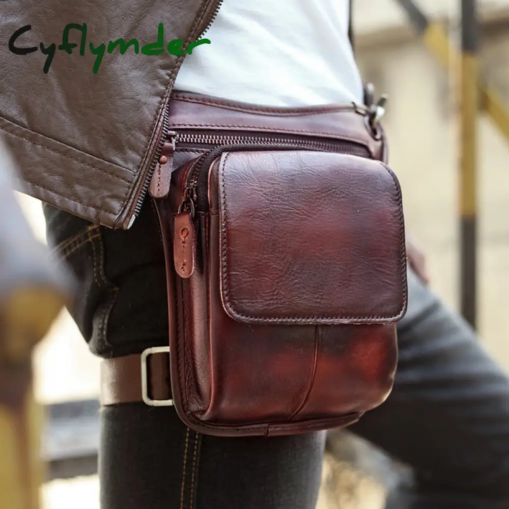 Cyflymder Original Leather Men Design Casual Messenger Shoulder Sling Bag Fashion Multifunction