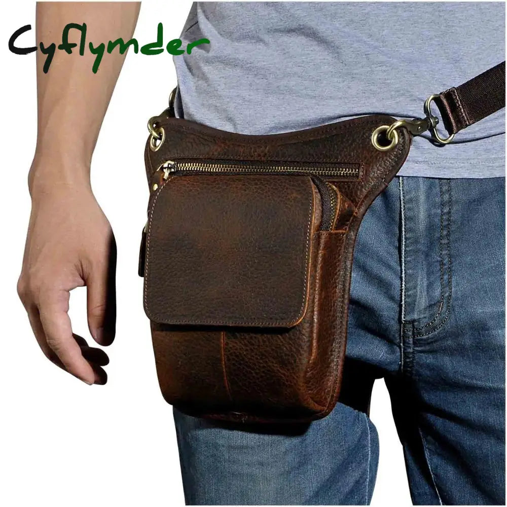 Cyflymder Original Leather Men Design Casual Messenger Shoulder Sling Bag Fashion Multifunction