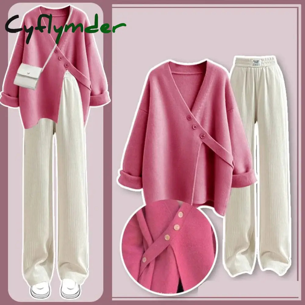 Cyflymder outfit inspo winter Autumn Oversize Cardigan Set Women New Loose Knitted Sweater Women Slim Versatile Casual