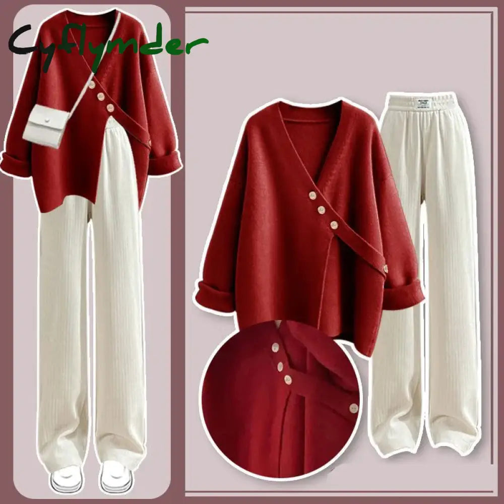 Cyflymder outfit inspo winter Autumn Oversize Cardigan Set Women New Loose Knitted Sweater Women Slim Versatile Casual