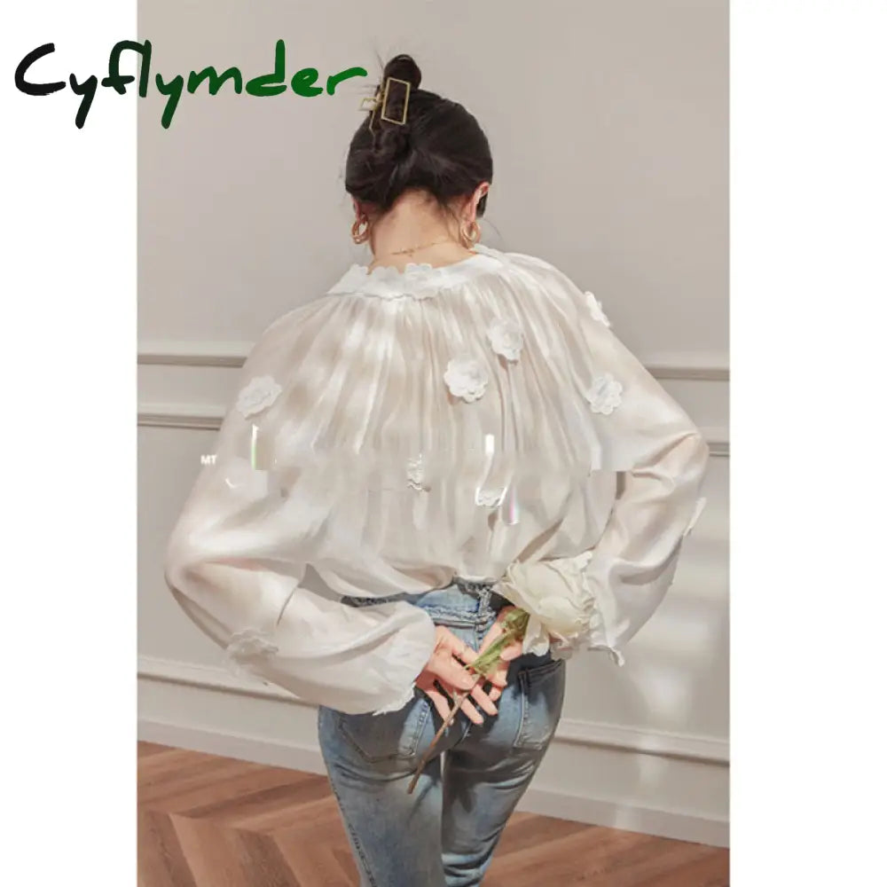 Cyflymder - Oversized Embroidered Floral Shirt Shirts