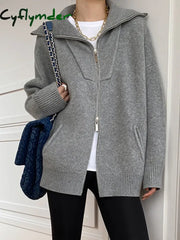 Cyflymder - Oversized Open Collar Cardigan Cardigans