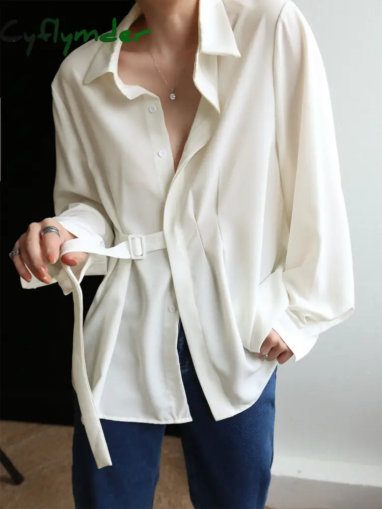 Cyflymder - Oversized Tied Shirt White / S Shirts