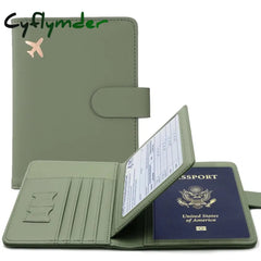 Cyflymder Passport Cover Pu Leather Man Women Travel Holder With Credit Card Case Wallet Protector