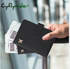 Cyflymder Passport Cover Pu Leather Man Women Travel Holder With Credit Card Case Wallet Protector