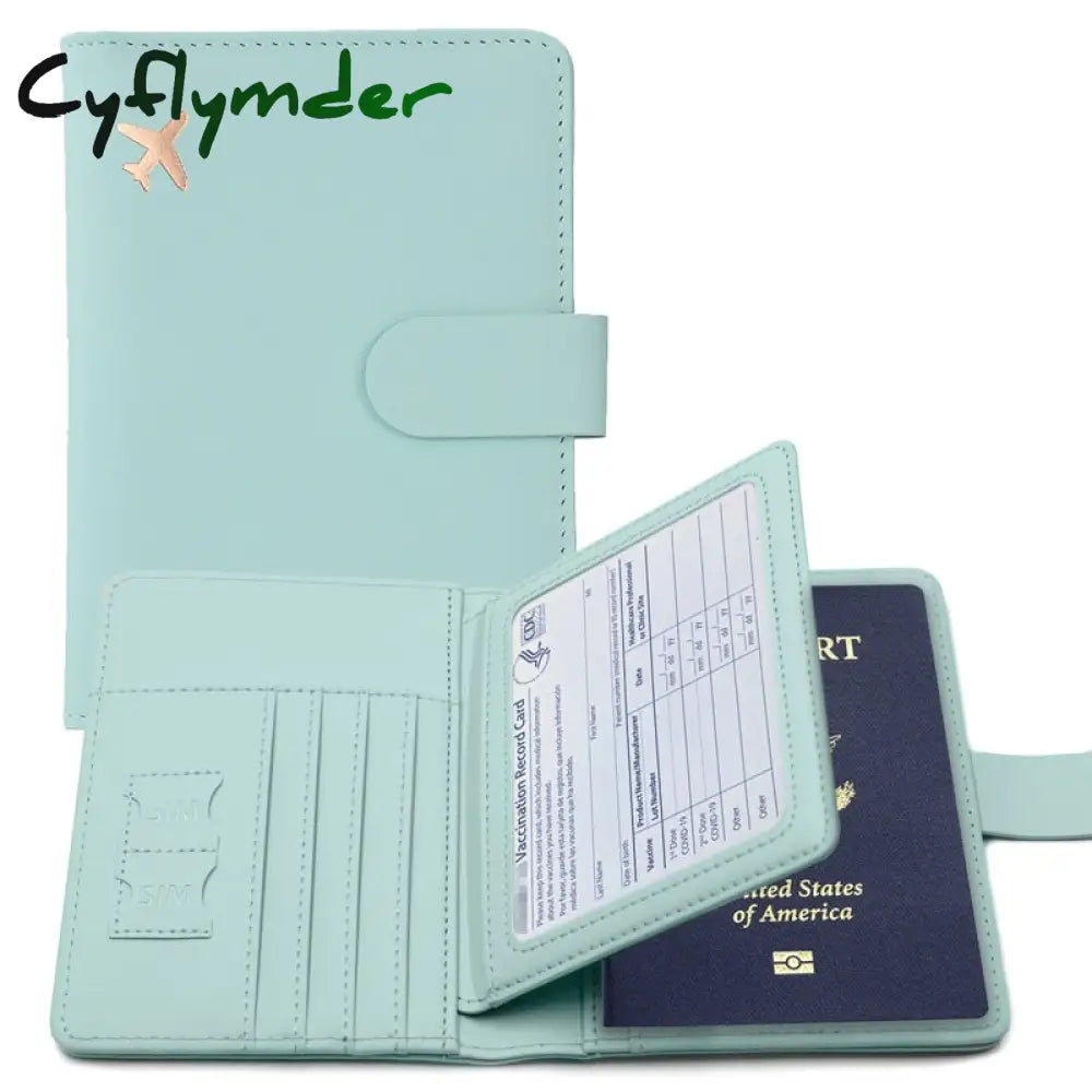 Cyflymder Passport Cover Pu Leather Man Women Travel Holder With Credit Card Case Wallet Protector