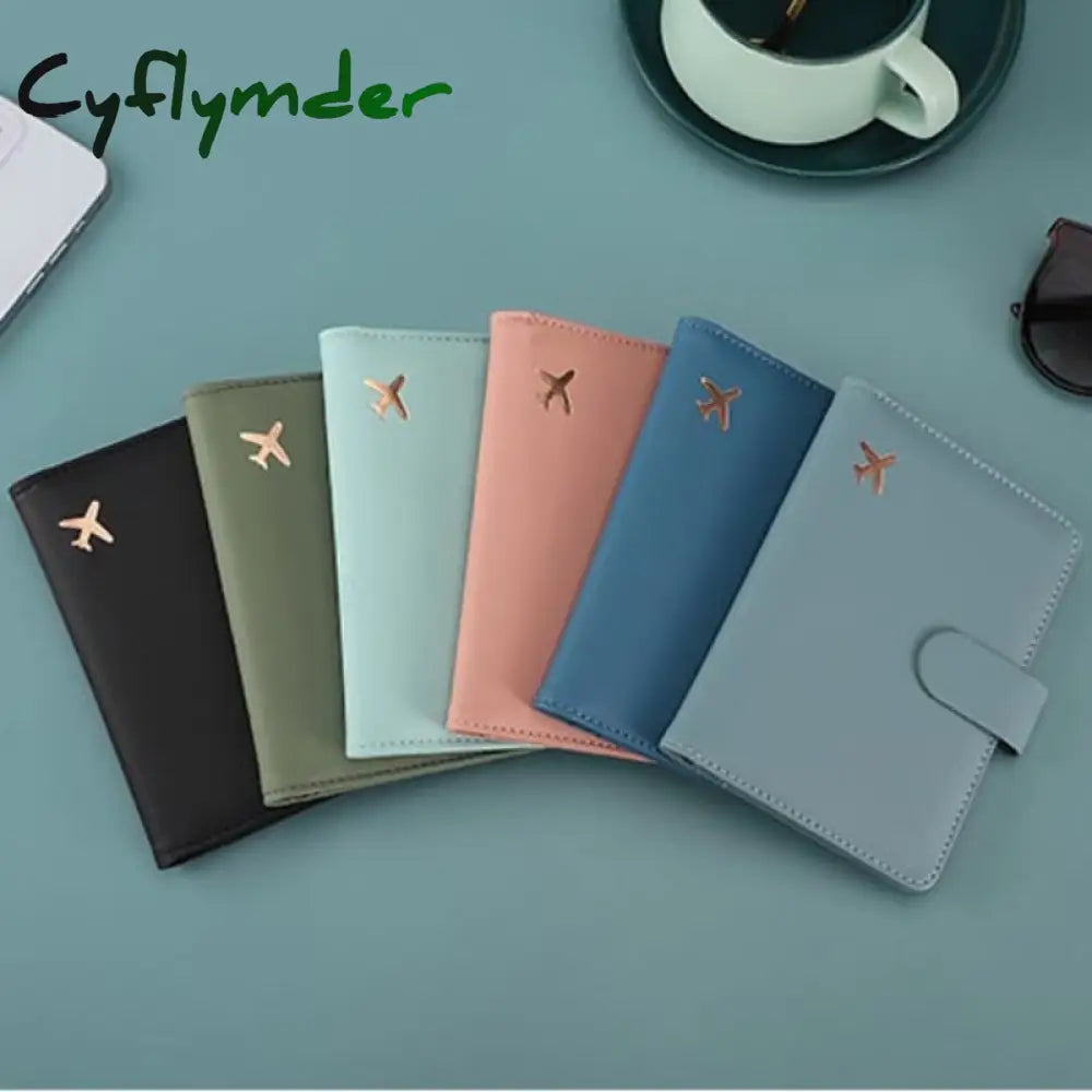 Cyflymder Passport Cover Pu Leather Man Women Travel Holder With Credit Card Case Wallet Protector