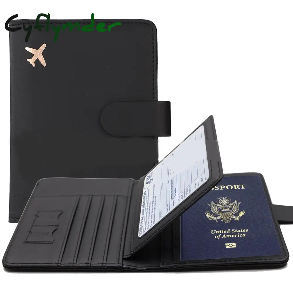 Cyflymder Passport Cover Pu Leather Man Women Travel Holder With Credit Card Case Wallet Protector