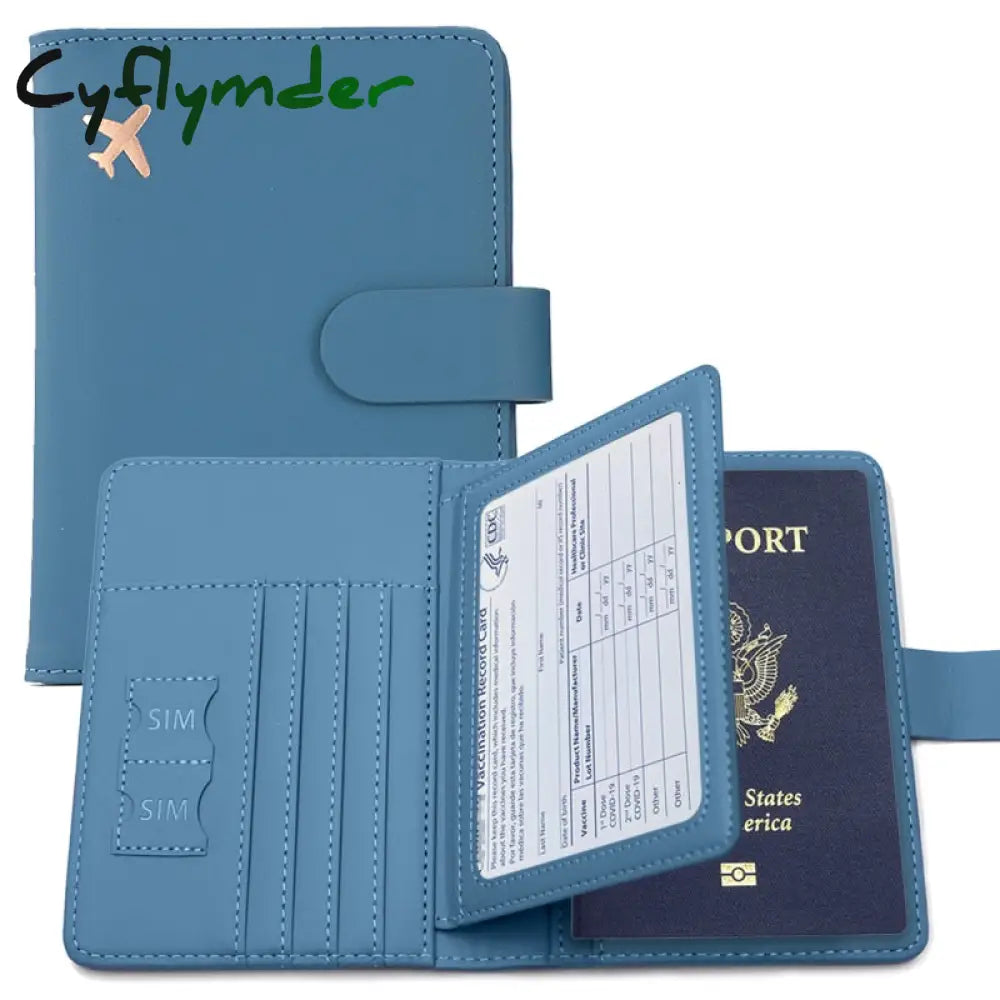 Cyflymder Passport Cover Pu Leather Man Women Travel Holder With Credit Card Case Wallet Protector