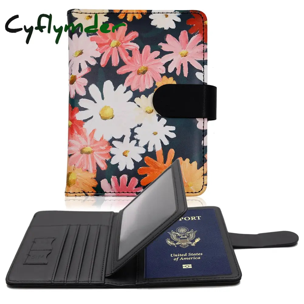 Cyflymder Passport Cover Pu Leather Man Women Travel Holder With Credit Card Case Wallet Protector