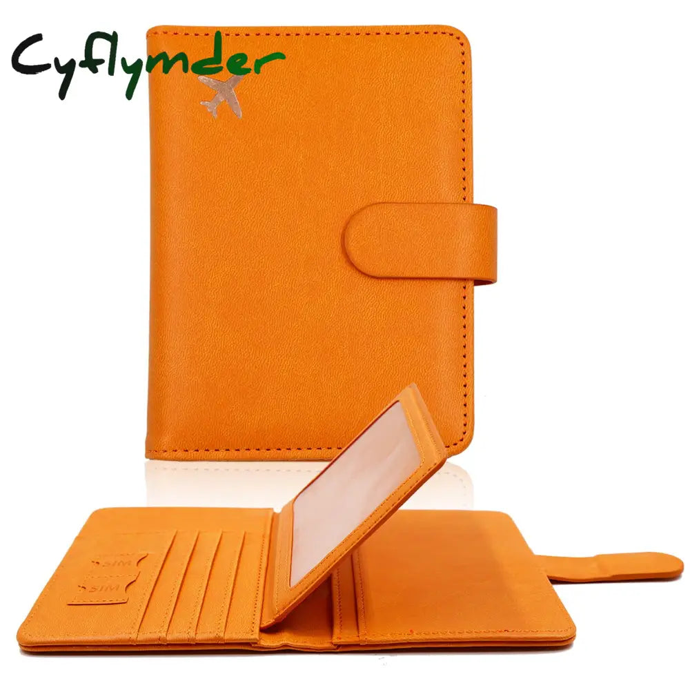 Cyflymder Passport Cover Pu Leather Man Women Travel Holder With Credit Card Case Wallet Protector