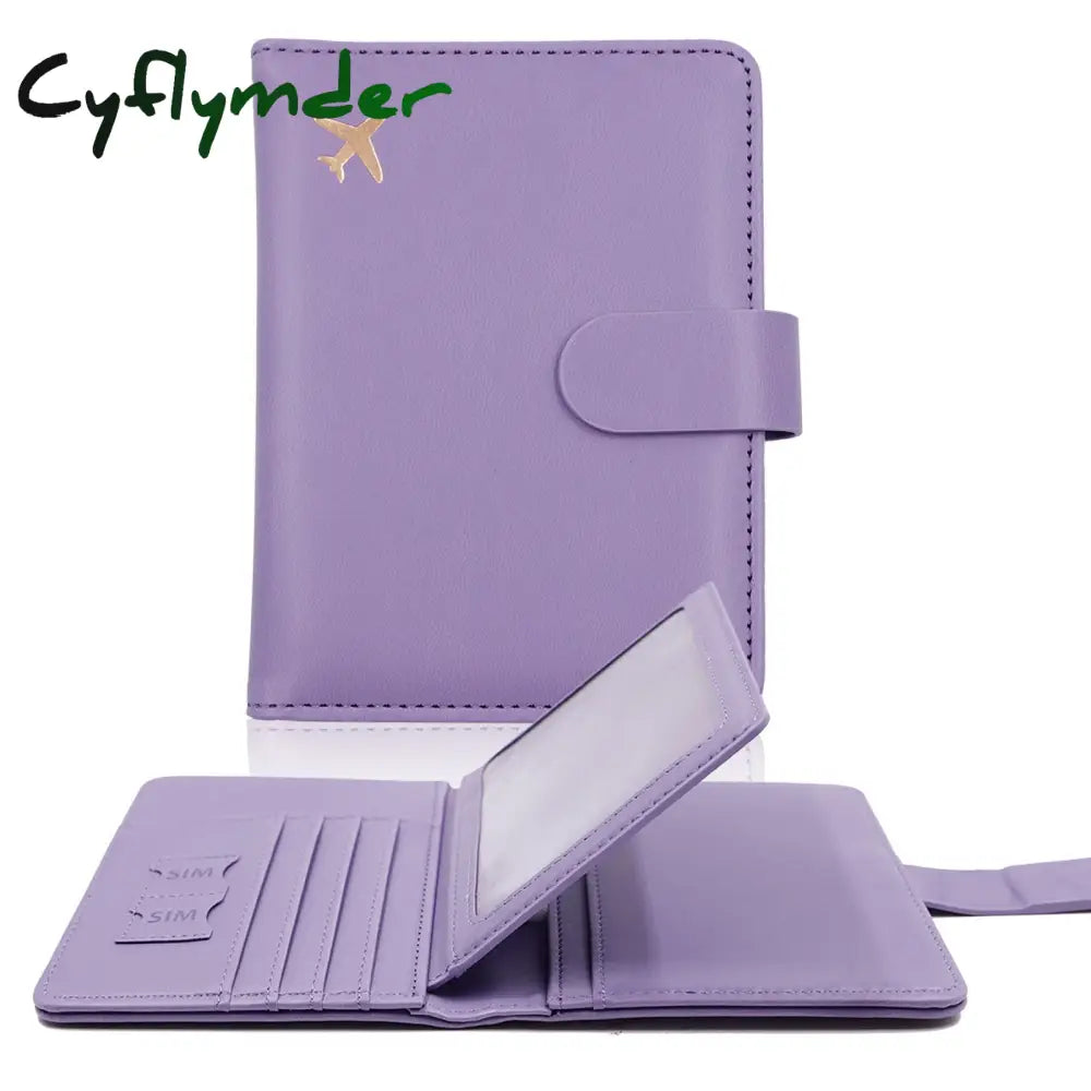 Cyflymder Passport Cover Pu Leather Man Women Travel Holder With Credit Card Case Wallet Protector