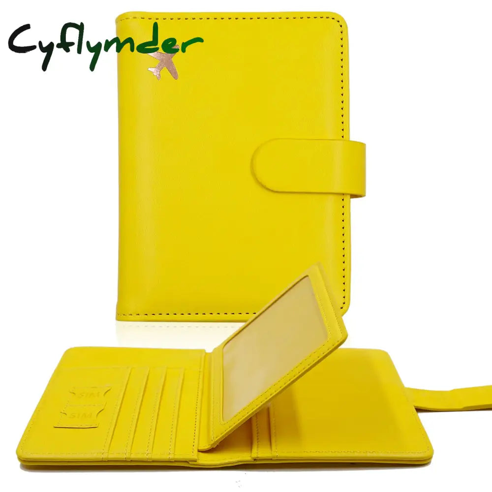 Cyflymder Passport Cover Pu Leather Man Women Travel Holder With Credit Card Case Wallet Protector