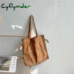 Cyflymder Patchwork Women Canvas Shoulder Bags Large Capacity Ruched Drawstring Design Cloth