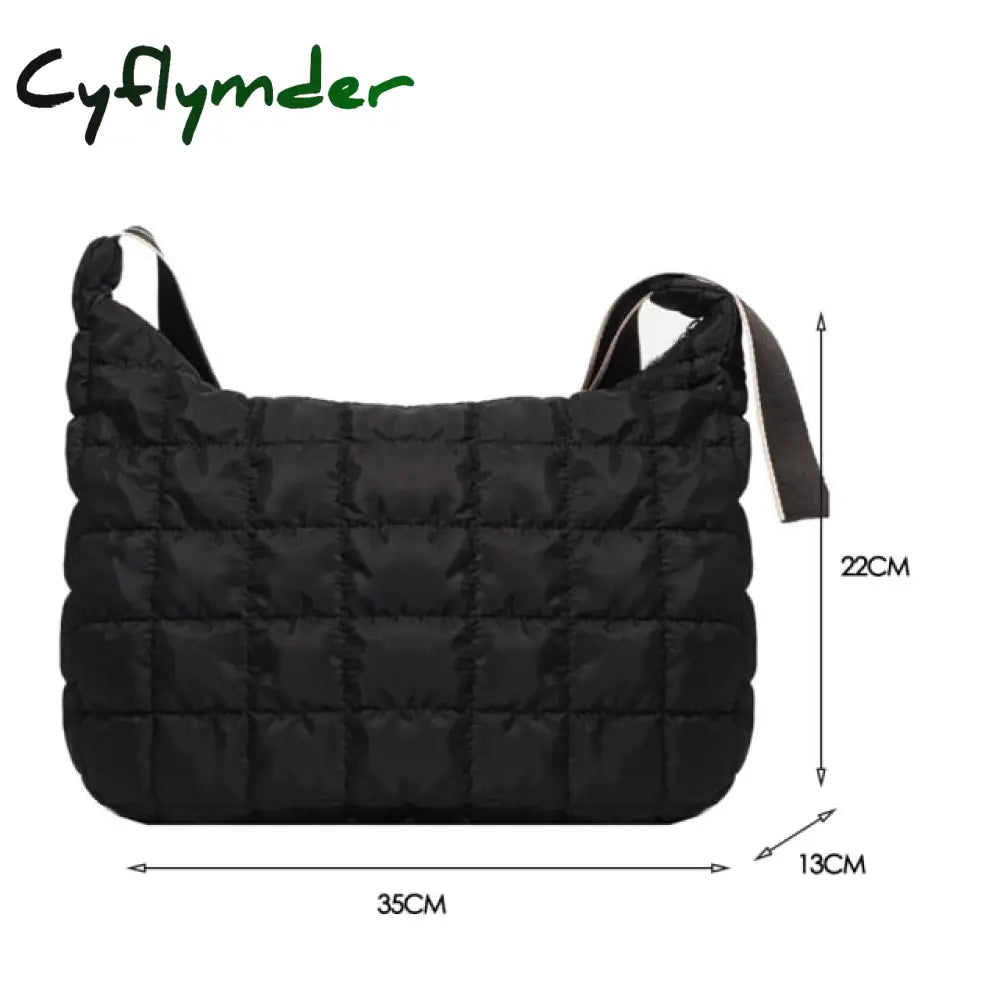 Cyflymder Pattern Shoulder Bag Space Cotton Handbag Casual Woman Large Capacity Down Tote Bags