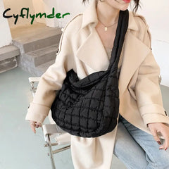 Cyflymder Pattern Shoulder Bag Space Cotton Handbag Casual Woman Large Capacity Down Tote Bags