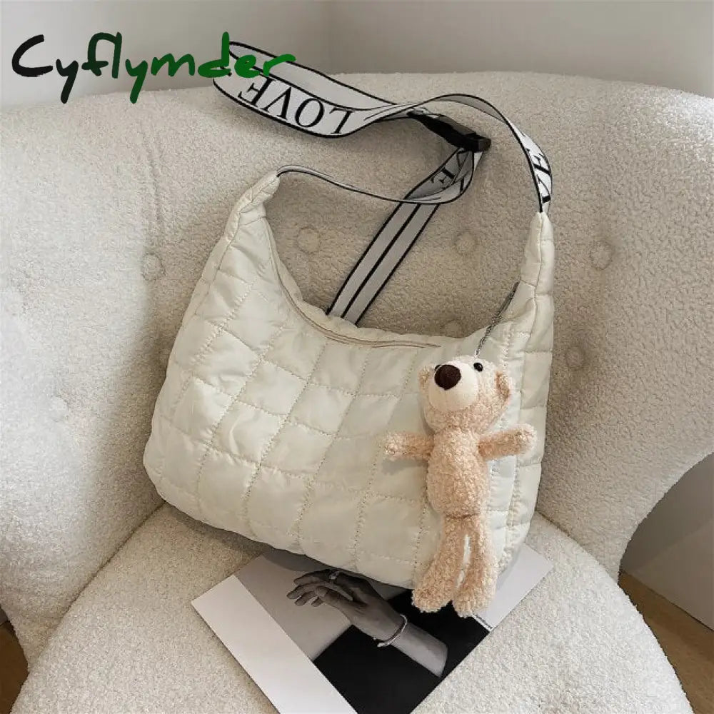 Cyflymder Pattern Shoulder Bag Space Cotton Handbag Casual Woman Large Capacity Down Tote Bags