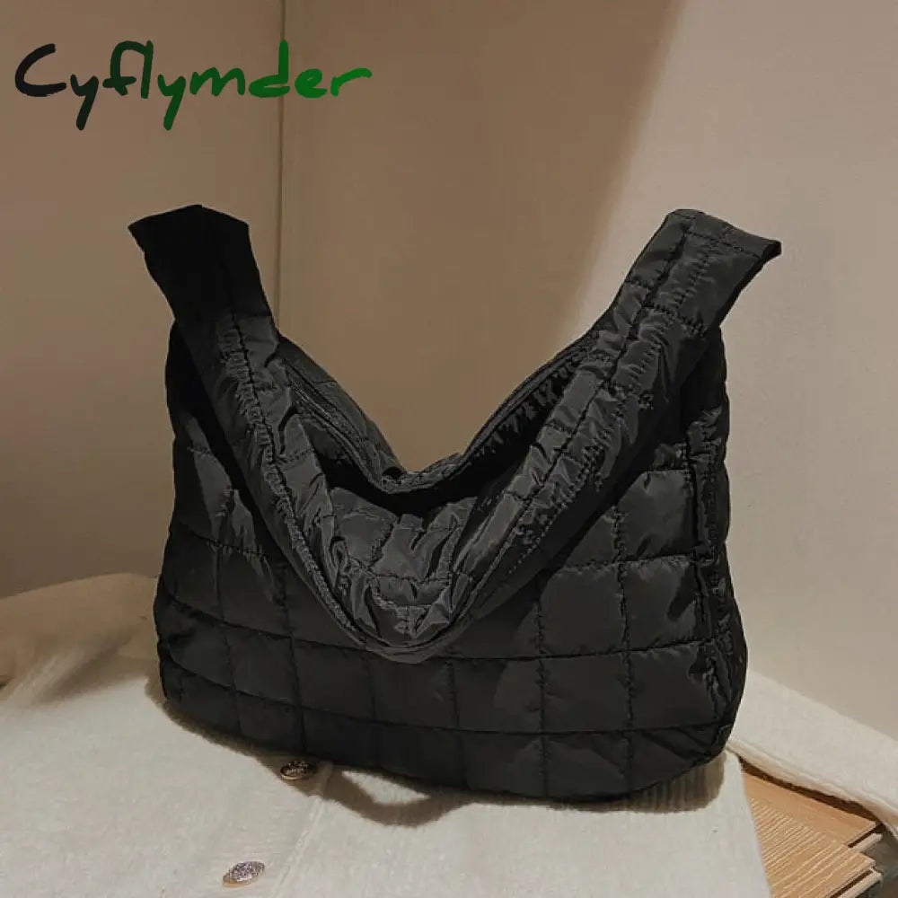 Cyflymder Pattern Shoulder Bag Space Cotton Handbag Casual Woman Large Capacity Down Tote Bags