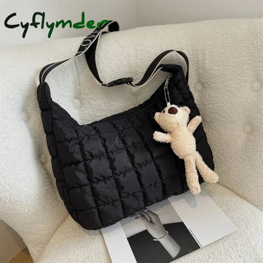 Cyflymder Pattern Shoulder Bag Space Cotton Handbag Casual Woman Large Capacity Down Tote Bags