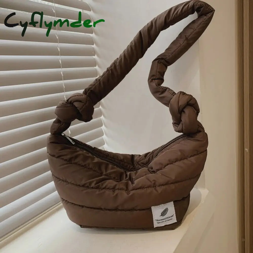 Cyflymder Pattern Shoulder Bag Space Cotton Handbag Casual Woman Large Capacity Down Tote Bags